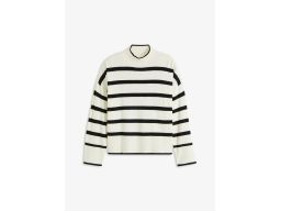 B.P.C sweter oversize kremowo-czarny w paski 40/42.