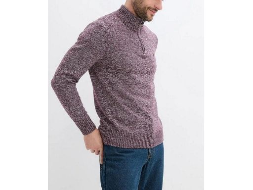 B.P.C sweter męski fioletowy melanż ze stójką i zamkiem r.L