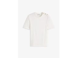 B.P.C t-shirt śmietankowy damski prążek z guziczkami 32/34.