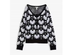 B.P.C sweter damski czarny w białe wzory 52/54.