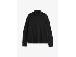 B.P.C sweter dzianinowy męski szary z wywijanym golfem r.M