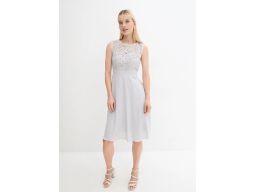 B.P.C sukienka szyfonowa z koronką matowy srebrny ^38