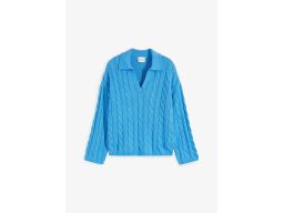 B.P.C sweter niebieski z kołnierzykiem i domieszką kaszmiru r.52/54
