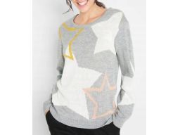B.P.C sweter szary w kolorowe gwiazdy r.48/50