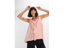 B.P.C top różowy z żabotem modny r.36/38