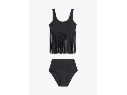 B.P.C czarne tankini z frędzlami + figi wysoki stan 42.