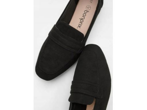 B.P.C mokasyny damskie loafersy czarne z eko zamszu 41.