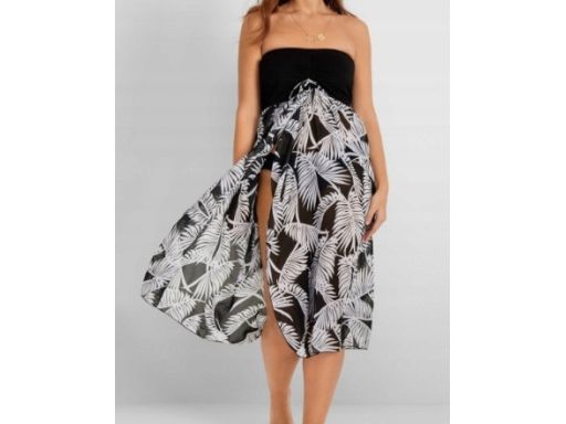 B.P.C sukienka szyfonowa plażowa bandeau czarno-biała r.36