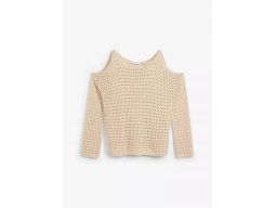 B.P.C beżowy sweter ażurowy z odkrytymi ramionami ^48/50