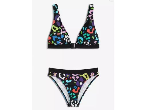 B.P.C. bikini czarne w kolorowe cętki 40.