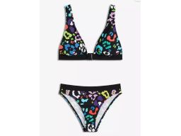 B.P.C. bikini czarne w kolorowe cętki 40.