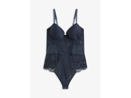 B.P.C. body granatowa czerń ze stringami i koronką 90F.
