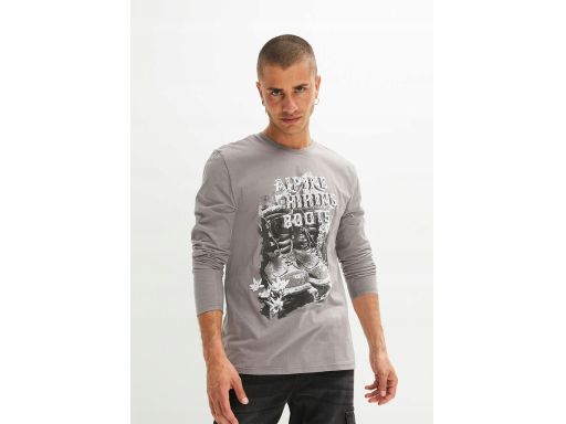 B.P.C t-shirt męski długi rękaw szary z nadrukiem XL