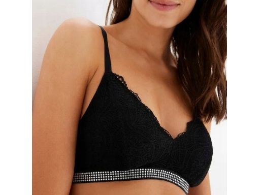 B.P.C biustonosz bustier koronkowy czarny ze sztrasami r.44/46