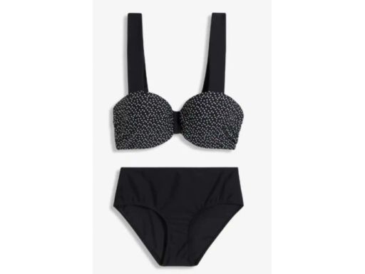 B.P.C bikini na fiszbinach usztywniane czarne w białe groszki 44 (85D)