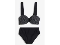 B.P.C bikini na fiszbinach usztywniane czarne w białe groszki 44 (85D)