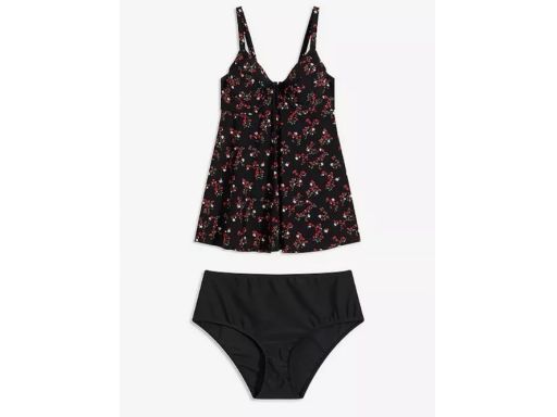 B.P.C tankini czarne w kolorowe kwiatuszki z figami 42 (80E).