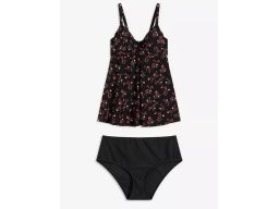 B.P.C tankini czarne w kolorowe kwiatuszki z figami 42 (80E).