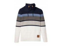 B.P.C sweter męski w paski z kołnierzem r.M