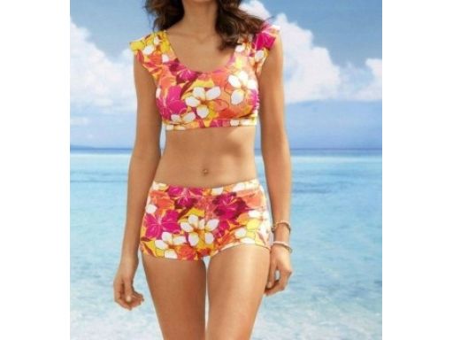 B.P.C bikini bustier w kwiaty z szortami 38
