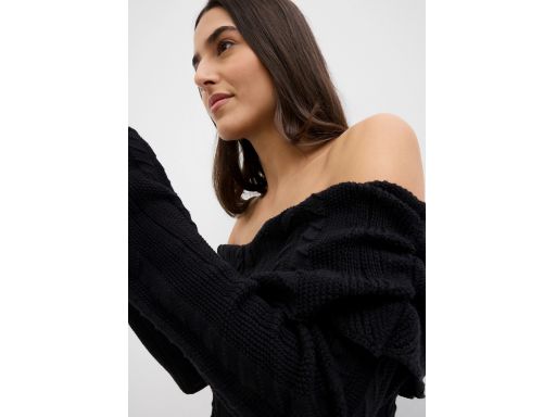 B.P.C czarna sukienka mini dzianinowa carmen 36/38.