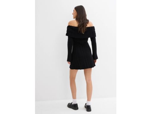B.P.C czarna sukienka mini dzianinowa carmen 36/38.
