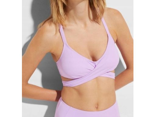 B.P.C bikini bustier wiązane liliowe z figami 46