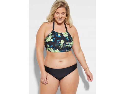 B.P.C czarne bikini biustonosz bustier w kwiaty 46
