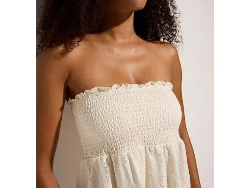 B.P.C tankini z ażurowymi haftami ecru marszczenia r.38