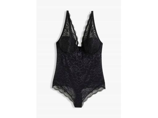B.P.C body czarne ze stringami usztywniane miseczki koronkowe r.80C