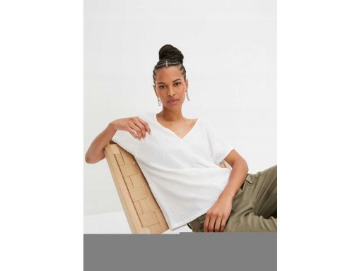 B.P.C biały t-shirt oversize z krepy ^40/42