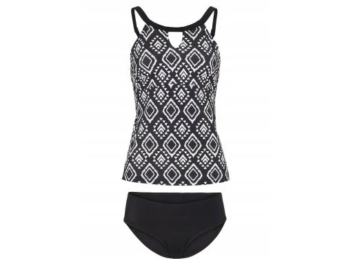 B.P.C czarne tankini w białe wzory z figami ^40