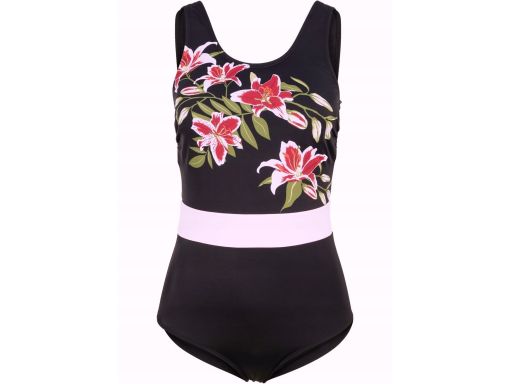 B.P.C kostium kąpielowy shape czarny w kolorowe kwiaty r.46