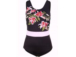 B.P.C kostium kąpielowy shape czarny w kolorowe kwiaty r.46