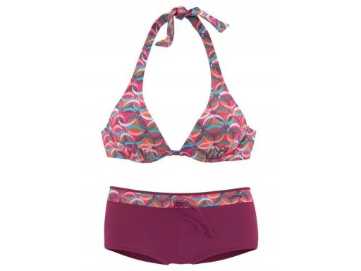Venice Beach bikini na fiszbinach z szortami bordowe 44E
