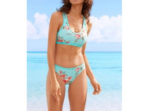 B.P.C komplet bikini bustier turkusowy we wzory r.38