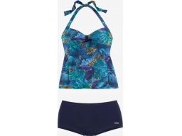 LASCANA tankini granatowe z szortami tukany 38 C