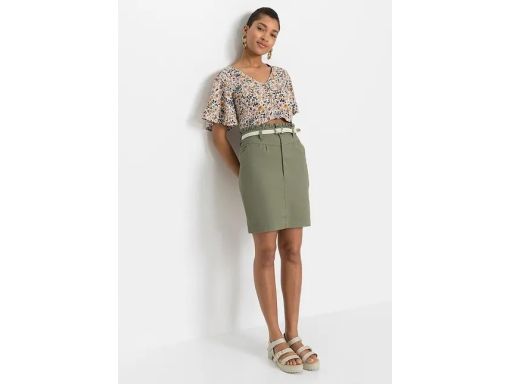 B.P.C spódniczka khaki z falbaneczką w pasie r.36