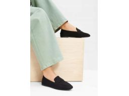 B.P.C mokasyny damskie loafersy czarne z eko zamszu 41.