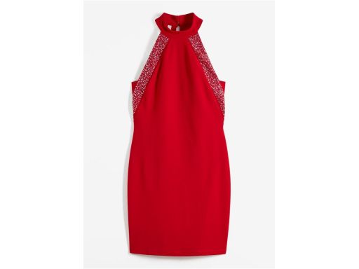 B.P.C sukienka z dekoltem halter czerwona z dżetami r.40/42