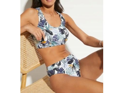B.P.C. bikini figi wysoki stan top bustier we wzory roślinne r.46