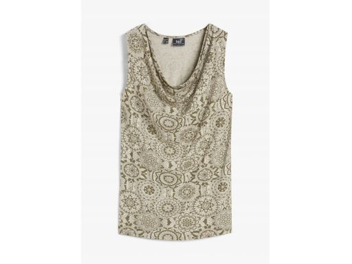 B.P.C bluzka top z lejącym dekoltem khaki we wzory 36/38.