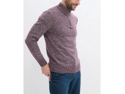 B.P.C sweter męski fioletowy melanż ze stójką i zamkiem r.L
