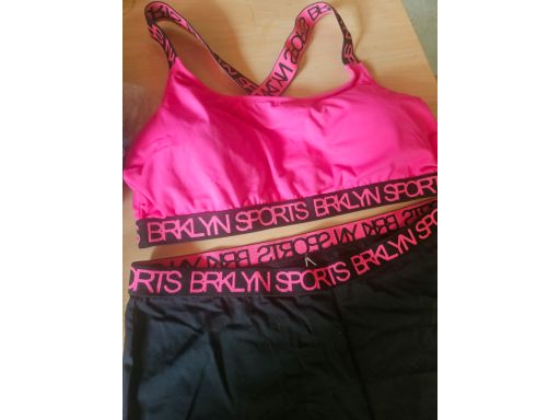 B.P.C bikini bustier z szortami czarne i różowe 44