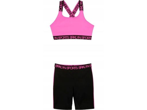 B.P.C bikini bustier z szortami czarne i różowe 44