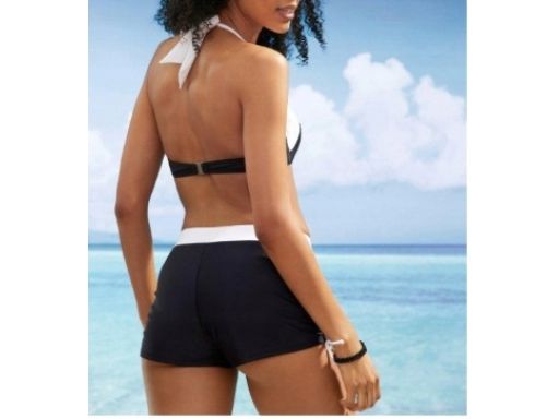 B.P.C bikini z szortami czarne z białymi wstawkami 40 (80C)