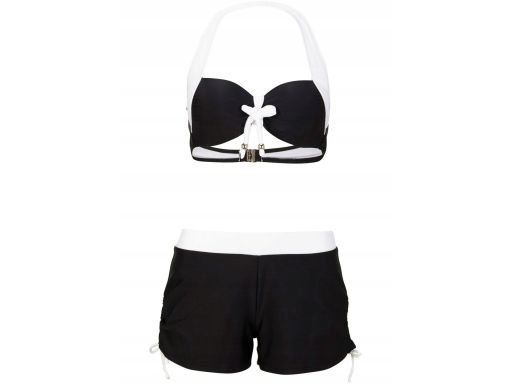 B.P.C bikini z szortami czarne z białymi wstawkami 40 (80C)