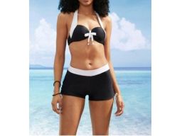 B.P.C bikini z szortami czarne z białymi wstawkami 40 (80C)