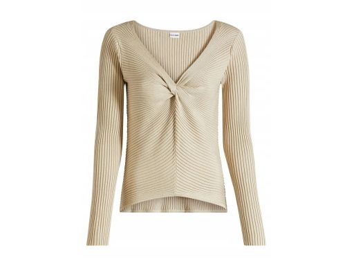 B.P.C sweter dzianinowy prążkowany beżowy ze splotem r.44/46