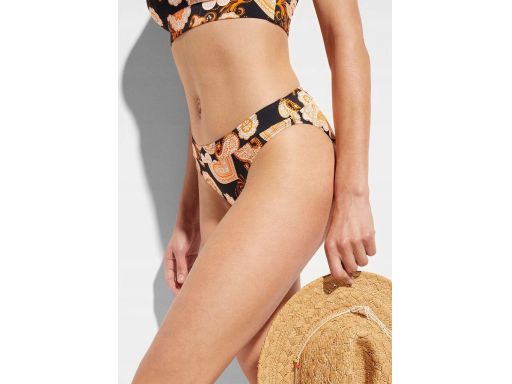 B.P.C bikini bustier i figi czarne w pomarańczowe wzory ^38